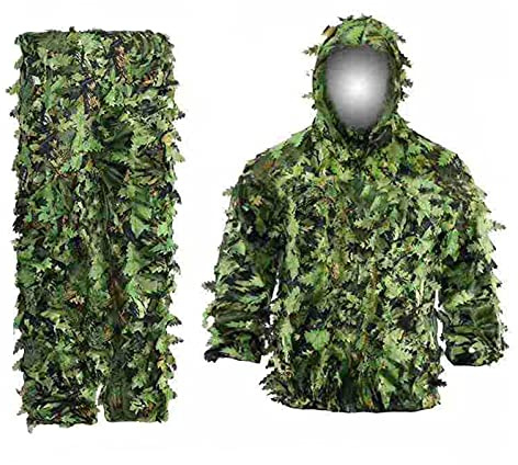 Thorityau Ghillie Costume de camouflage d'extérieur – Costume de camouflage feuilles 3D, léger et respirant, taille universelle, tenue de camouflage pour la chasse, la photographie de la faune, etc