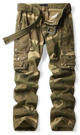 Aeslech Pantalon cargo de travail pour femme, camouflage, multi-poches, pantalon décontracté à usage intensif, 38