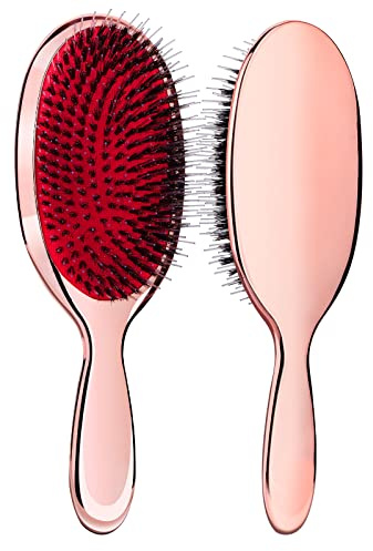 Sibba Antistatische Haarbürste Paddelmassage Haarverlängerungsbürste Professionelles Entwirren Naturborstenkissen Nylonbürstenkamm Haartyp Bürste Lockigem Haar Entwirrbürste für Frauen(Rosa)