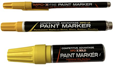 Competitive Advantage Enamel Paint Marker | MPD-X | Durable Markings for Extreme Conditions | (14) Colors | (4) Styles | (4) Sizes (YELLOW SET)