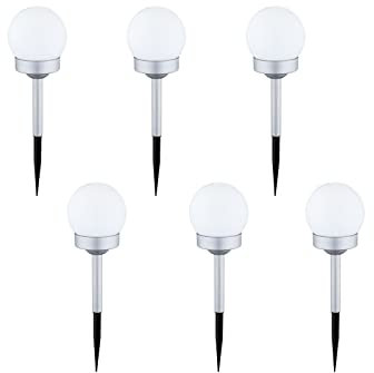 LED-solkulor, set om 6 med markspett, kulor Ø 10 cm