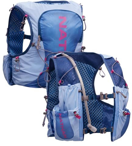 Nathan Vapor Airess 3.0 7 Liter Trinkweste mit 2L Blase, Air-Mesh-Schultergurten, Fronttaschen und Reißverschlusstasche hinten, atmungsaktiv und feuchtigkeitsableitend