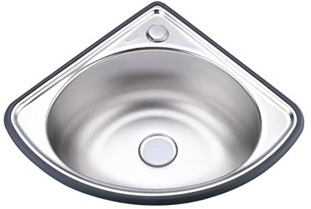 pujindu Single Bowl Sink Stainless Steel Triangle Wash Basin, Wall-Mounted Corner Sink, Bathroom Small Vessel Sink, for RV Caravan, Easy to Install (Color : Silver, Size : A1)