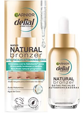 Delial Natural Bronzer Gocce Viso Autoabbronzanti con Acido Ialuronico e Acqua di Cocco, 30 ml
