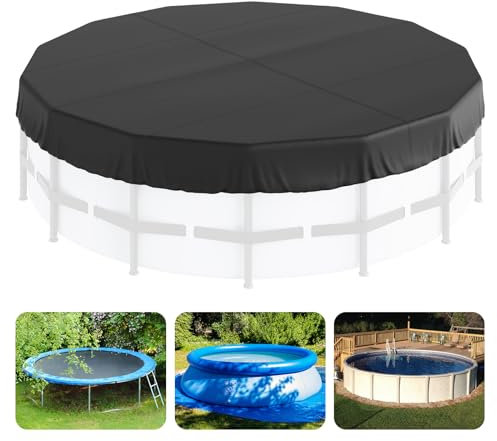 VEVOR Bâche Piscine Ronde, Couverture Solaire pour Piscine Hors Sol 5,48 m Housse de Sécurité d'Hiver Tissu Oxford 420D Imperméable Résistant au Soleil Cordon de Serrage pour Protection Piscines, Noir