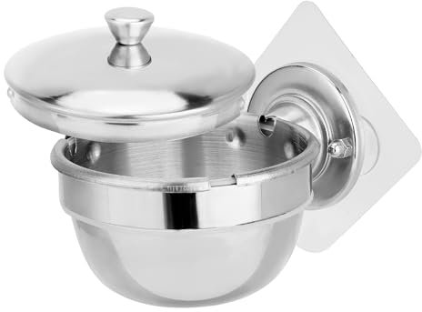 DODAMOUR Wandmontierter Zigarettenaschenbecher mit Deckel, Edelstahl Rauchaschenbecher für WC Raucher, Indoor Winddichter Aschenbecher für Badezimmer Wohnzimmer Hotelfach (Silber)