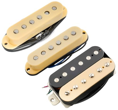 Musiclily Pro ST-60SE Alnico 5 Staggered Pastillas Single Coil y Humbucker HSS Mástil Medio Puente Pickups Set para Guitarra Eléctrica tipo Strat, Zebra