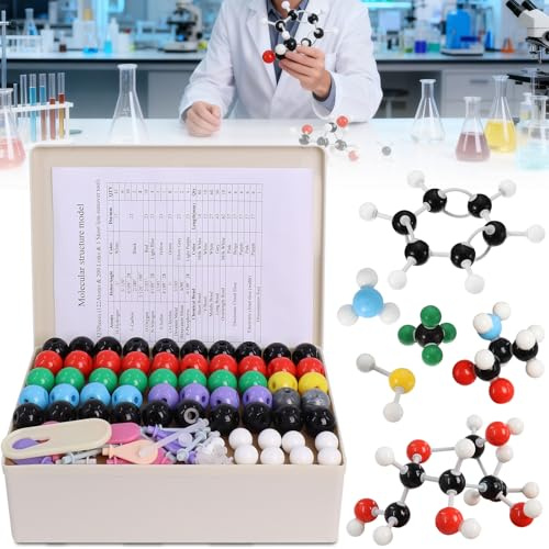 Modèles Moléculaires Chimie Organique et Inorganique Kit de 323 Pièces avec Liaisons Atomiques et Instructions pour Les Enseignants et Les Scientifiques Kit D'atomes Scientifiques