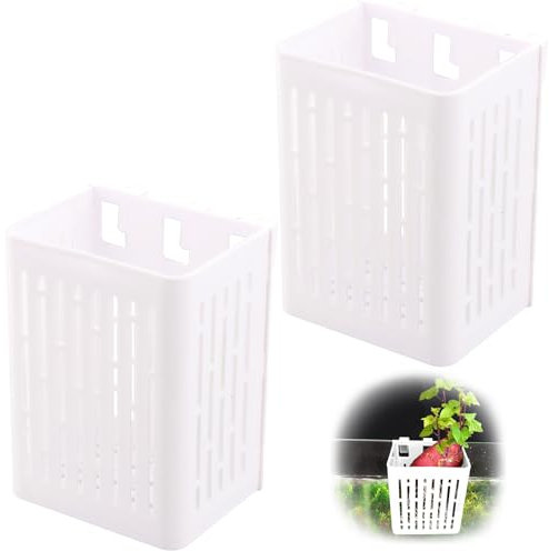 Husalsea 2 PCS Aquarium Plant Holder Fish Tank Accessories Hydroponic Fixed Basket Wall Mounted Planting Bracket Fish Tank Decoration (White)