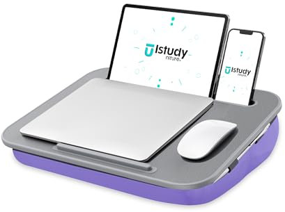 Lap Desk med tvättbar kudde — Passar upp till 15,6-tums bärbara datorer — Bärbart laptop-skrivbord och stativ — Sängbord och bricka för att skriva, läsa, arbeta, spela på säng, soffa, golv