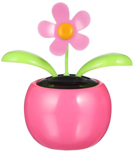 ibasenice Solar Wackelblume Auto Deko, Solarblume Wackelfigur FüR Armaturenbrett, Solarbetrieben, Pink, 11cm