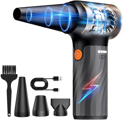 MOTOBEE Electric Air Duster, 280000RPM Cordless Mini Blower, Rechargeable Brushless Motor Dust, 3-Gear Adjustable Dust Blower for Computer, Keyboard, Outdoor, House and Car (Black)