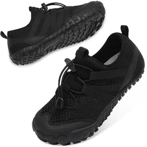 JOINFREE Kids Water Shoes Boys Girls Quick-Dry Aqua Shoes Barefoot Swim Shoes Lightweight Non-Slip Rubber Sole for Beach Pool Holiday Paddling Pool Water Park Black 1 Big Kid