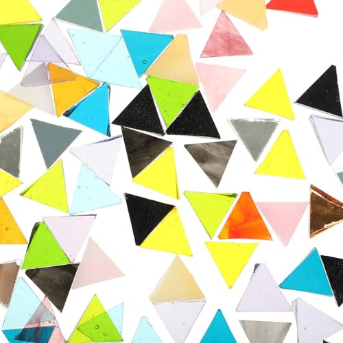 NUOBESTY Piedras Triangulares para Mosaicos de Vidrio 200 G, Piezas Mixtas de Bricolaje para Arte y Decoración de Jardín, Azulejos de Mosaico Coloridos Hechos a Mano para Manualidades