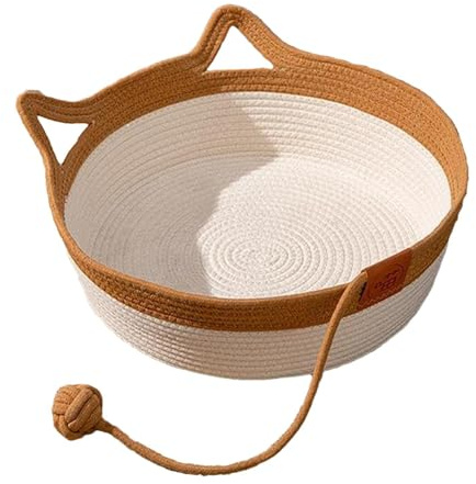 Cesta para gatos – Cama tejida para mascotas, cesta acogedora, cómodo lugar de descanso, material ecológico, cojín suave, diseño ligero de transporte | Cestas de dormir para gatos de interior