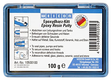 WEICON Epoxydharz-Kitt 10500100 100g knetbare Universal-Reparaturmasse im Komplettpaket