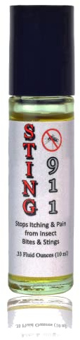 Sting911 Potente fórmula concentrada a base de hierbas, alivio instantáneo del dolor y la picazón para picaduras de mosquitos, picaduras de insectos, picaduras de abeja, no se transparentan, niguas