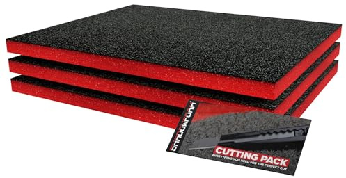 Shadow Foam Paquete Pequeño de 3 piezas [Rojo], Insertos de Espuma para Caja de Herramientas, 40 x 32 cm, Organización de Bricolaje y Sistemas de Almacenamiento
