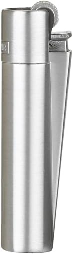 Clipper 1 Encendedor Mechero Clásico Largo Metal Silver Plateado Mate Cepilldo + 1 Llavero