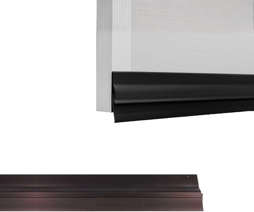 Amig - Adhesive Draught Excluder Model 4 - Semi-Rigid PVC Insulation for Doors - Protection Against Draughts and Dust - Easy Installation, Black, 1 m, Wood Look