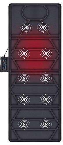 Snailax Massagematte mit Wärme - 10 Motoren Vibrationsmassage Massageauflage mit 2 Heizkissen, elektrisches Ganzkörpermassagegerät, Massagematten mit umschaltbarer Wärmefunktion, Gechenk 391S-DE