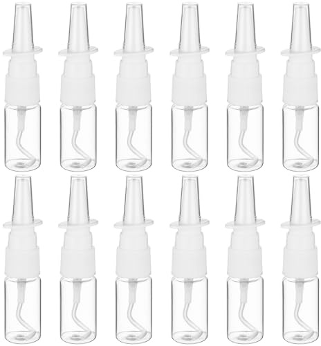 Tom nässprayflaska näspumpsspruta påfyllningsbar resestorlek plast sprejflaska klar 5 ml för människor som lider av 20 st
