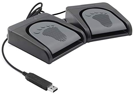 iKKEGOL Upgraded USB Double Pedal Assembly 2 Foot Switch Control 2 Key Button Footswitch Program Video Game Customized PC Keyboard Mouse Multimedia Action HID (Black)