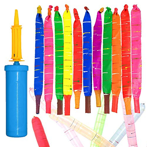 Carykon 200PCS Rocket Balloons with Pump Holiday Party Decoration Screaming Flying Whistle Balloons Mixed Colors