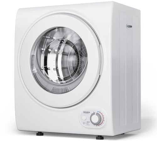 ROVSUN 110V Portable Clothes Dryer, High End Laundry Front Load Tumble Dryer Machine with Stainless Steel Tub & Simple Control Knob for Apartment, Dorm-850W, White