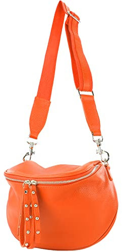 modamoda de - T236 - Umhängetasche Klein Small aus ital. Leder, Farbe:Orange
