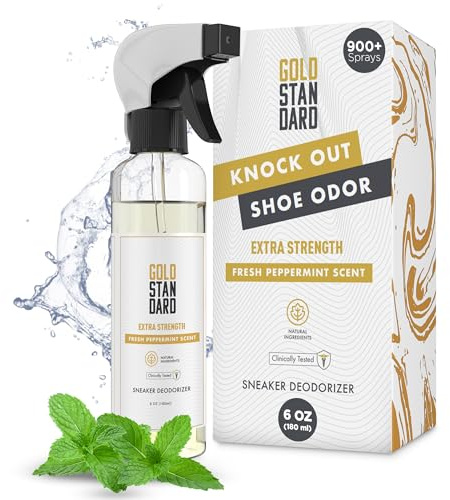 Gold Standard Shoe Deodorizer Spray, 6 oz – Shoe Spray and Smell Remover, Long-Lasting Shoe Odor Eliminator, Natural Shoe Freshener Spray with Peppermint