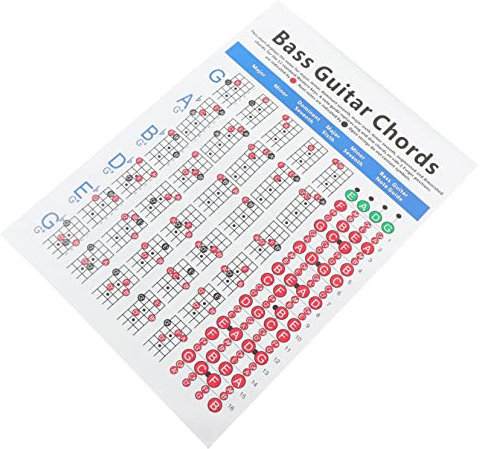 HEMOTON Tabella Accordi per Basso Elettrico Carta Patinata, Guida per Principianti, Strumento Utile per Apprendimento e Pratica, per Esercizi a Casa