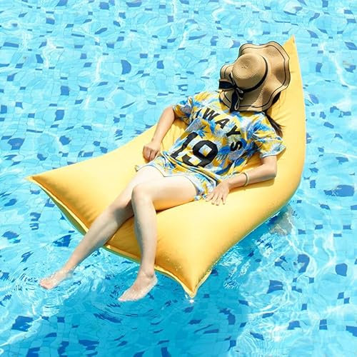 UGEFKMQ Sittsäck stor jättesittsäck inomhus utomhus utomhus sittsäck trädgård vattentät stor sittsäck stol flytande för pool (utan fyllning), gul, 140 cm x 110 cm