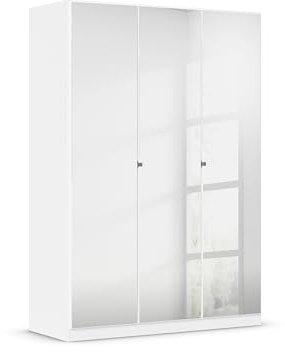 Rauch Möbel Reflect, Drehtürenschrank, Kleiderschrank, Schrank mit Spiegel, Garderobe, 3-türig, 3 Spiegeltüren, mit weiterem Zubehör, Farbe Alpinweiß, 136x197x54cm