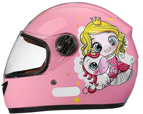 GNIUBBDB Integralhelm für Kinder, Motorradhelm, ECE-geprüft, Rollerhelm mit Sonnenblende und abnehmbarem Schal, Rollerhelm für Jungen und Mädchen von 3 bis 12 Jahren B-1,48-55CM