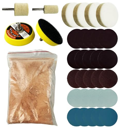 34Pcs Glass Polishing Kit, Multifunctional Scratch Remover Window Repair Tool for Window Repair, with Felt Polishing Wheel Polishing Disc Wool Polishing Pad and Cerium Oxide Polishing Powder