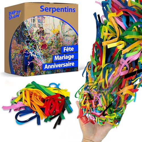 Serpentins Multicolores - Bandes de papier colorés à lancer, Confettis Cotillons - Accessoires fête enfants, anniversaire, mariage, évènement, soirées - Pratique et Réutilisable (0.2, Kilogrammes)