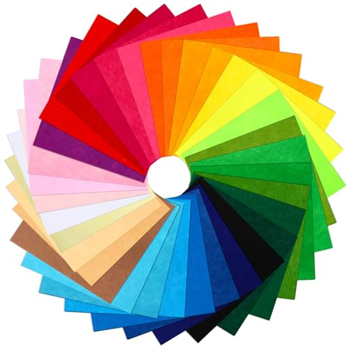 SEPGLITTER 60pcs Felt Fabric Sheets, Coloured Felt, 40 Assorted Coloured 15 x 15 cm Sheets Textile Fuzzy Fabrics DIY Craftwork