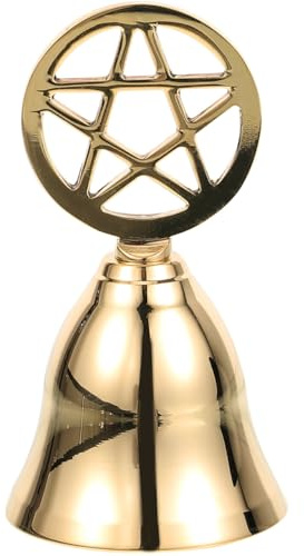 Luxshiny Pentagram Bell Hand Held Bell for Divination Tarot Ceremony and Altar Use Vintage Style Brass Handbell Decor for Home Ritual and Spiritual Display 2.75 X 1.57 X 1.57 Inch