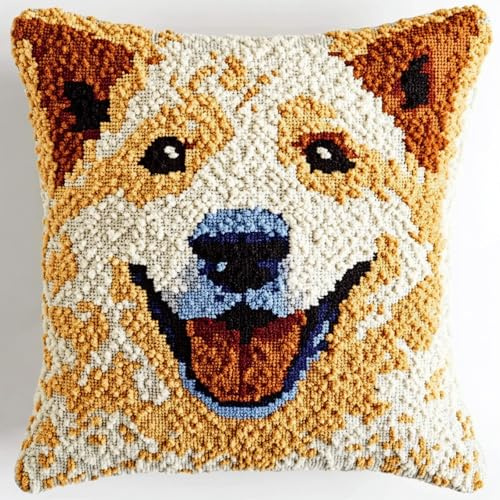 ANSIWEIGO Juego de cojines para adultos, cojín para anudar uno mismo, paquete de nudos, cojín decorativo, 43 x 43 cm, perro animal