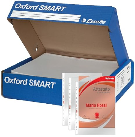 Esselte OXFORD SMART 400 Buste trasparenti perforate A4 PP Lucido con Box