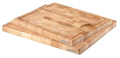 Continenta 2er Set Mosaik-Tranchierbretter mit Rille für Fleischsaft, aus Gummibaum Stirnholz, 37 x 29 cm und 43 x 34 cm, Set by Danto®