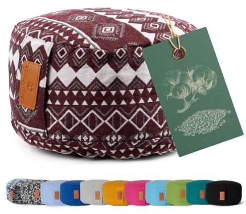 #DoYourYoga rund yogadyna 30 cm x 15 cm | tvättbart överdrag | fylld med ekologisk dinkelpäls (KBA) eller ekologiska boveteskålar (KBA) | Yogakudde för Yin Yoga & meditation