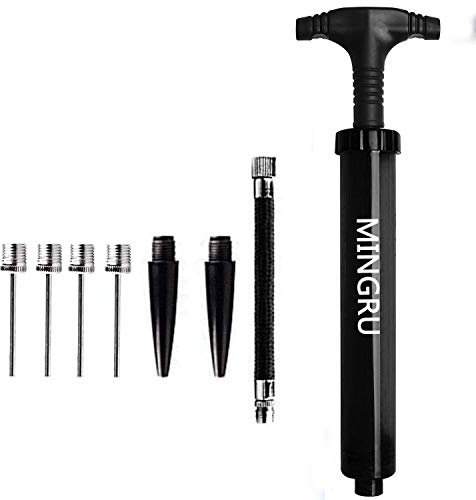 MINGRU Dual Action Ball Pumpe mit 4 Nadeln, 2 Düse und 1 flexiblem Schlauch, für Basketball, Fußball, Volleyball, Rugby, Wasserball und andere aufblasbare Luftpumpe