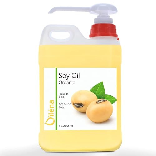 Aceite de Soja BIO Aceite Hidratante Corporal Masaje Profesional, Aceite Anticelulitico, Reafirmante Antiedad Facial Vitamina E, Desmaquillante, Bronceador - 5000 ml