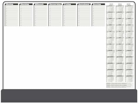 Schreibtischunterlage Papier 50 Blatt mit Schutzleiste Kalender 2025/2026 Größe 56,5 x 42 cm Farbauswahl, Farbe:Schwarz