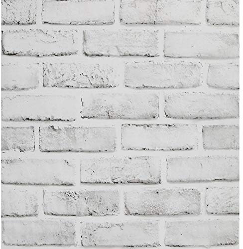FENTIS Carta da Parati Effetto Mattone Bianco e Grigio Rotolo di Carta Contatto Rustica Autoadesiva Grigio Chiaro Backsplash Sbuccia e Incolla per Decorare la Camera da Letto della Cucina 44,5 x 1000