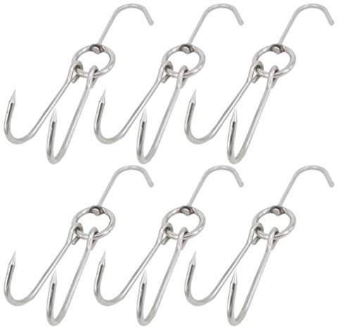 Cabilock Lot de 6 crochets à viande double en acier inoxydable pour barbecue Motif canard