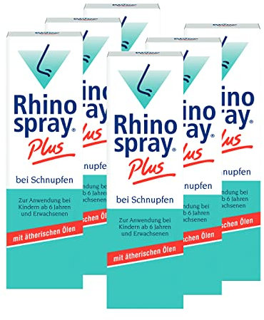 Rhinospray plus bei Schnupfen - Befreien die Nase effektiv mit Tramazolin und ätherischen Ölen, 6 x 10 ml, bei Schnupfen, geschwollener Nasenschleimhaut und Nasennebenhöhlenentzündung