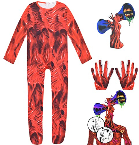 shumintaojin Kids Children's strange green costumes Halloween jumpsuit Toy game performance clothes Party dress 5-12Years (style 2, 7-8Years)